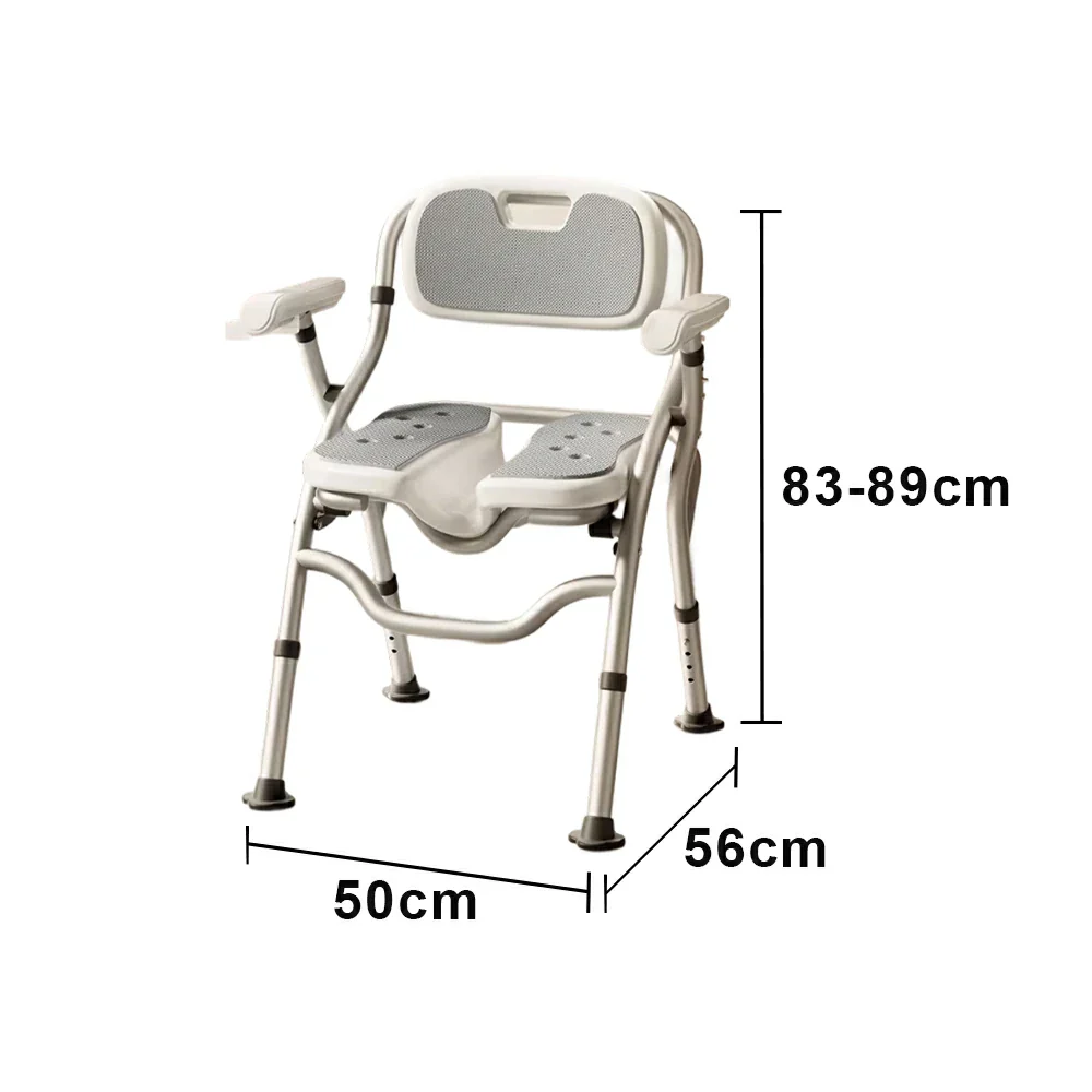 LIVARA Large Foldable Shower Chair with Grooved Seat Adjustable Height Soft Wave Cushion Waterproof Panel Anti-Slip Feet for Elderly Pregnant Bathroom Safety - Image 6