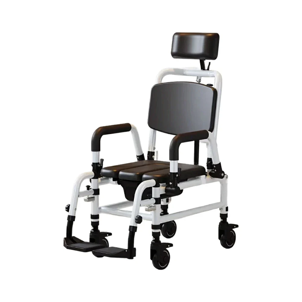 LIVARA Multifunctional Care Commode Chair Adjustable Backrest Soft Cushion Flip-up Armrests Wheels for Elderly Pregnant Home Bathroom Use
