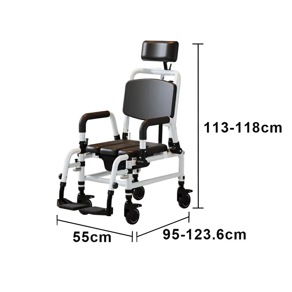 LIVARA Multifunctional Care Commode Chair Adjustable Backrest Soft Cushion Flip-up Armrests Wheels for Elderly Pregnant Home Bathroom Use - Image 6