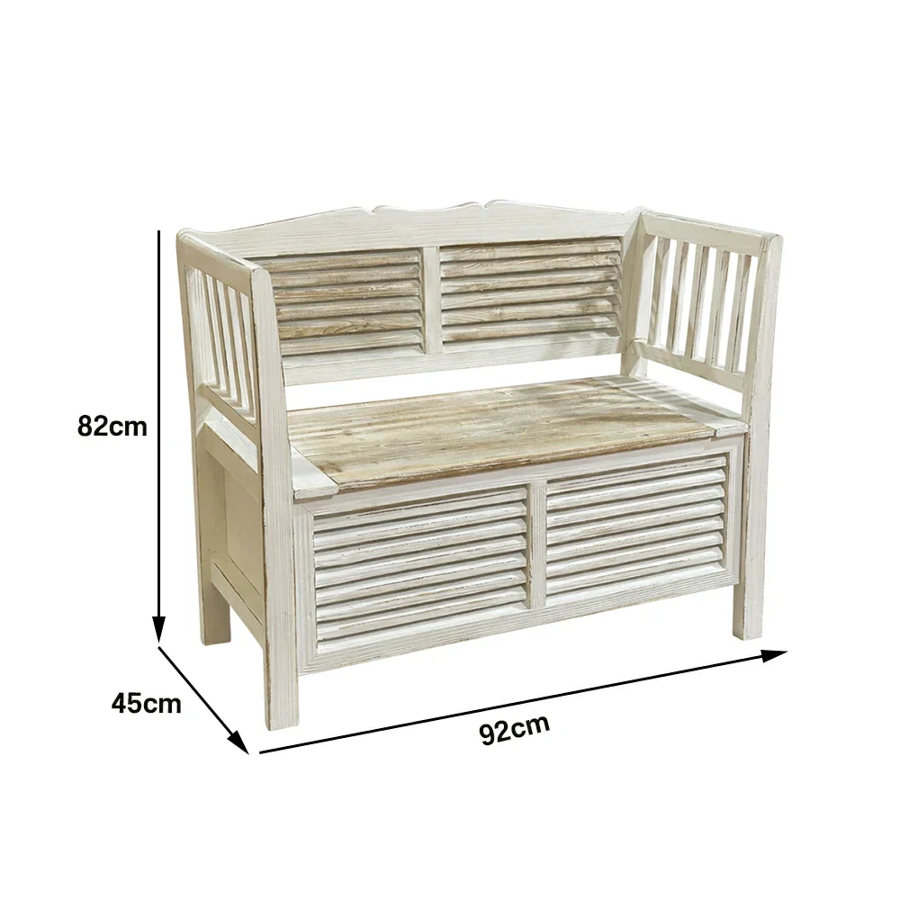 LIVARA Vintage French Country Storage Bench Flip Top Seat Solid Wood Farmhouse Entryway Bench with Hidden Storage - Image 5