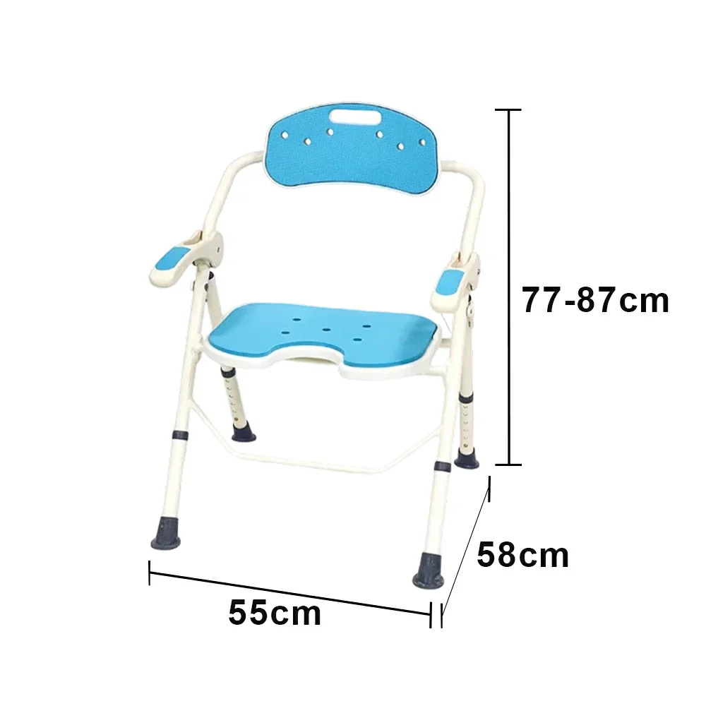 LIVARA Ultra-slim Foldable Shower Chair Reinforced Triangle Structure EVA Cushion Anti-slip Feet for Elderly Pregnant Home Bathroom Use - Blue - Image 6