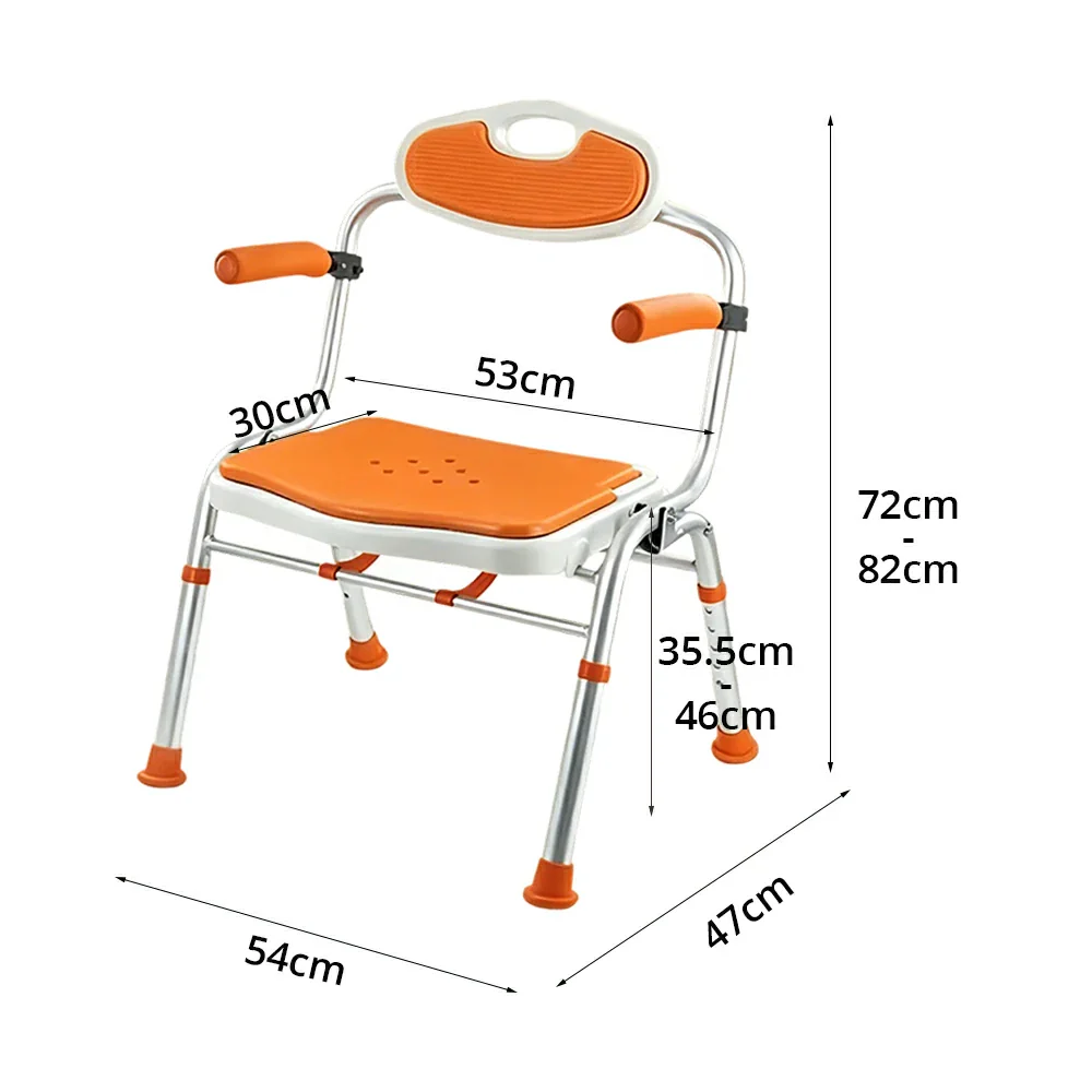 LIVARA Foldable Shower Chair Wide Seat EVA Cushion Triangular Support Anti-slip Feet for Elderly Pregnant Bathroom Home Use - Orange - Image 6