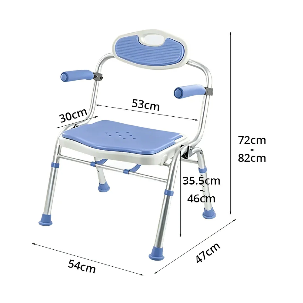 LIVARA Foldable Shower Chair Wide Seat EVA Cushion Triangular Support Anti-slip Feet for Elderly Pregnant Bathroom Home Use - Purple - Image 6