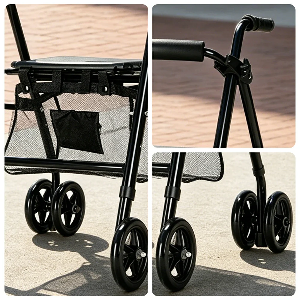 LIVARA Multifunctional Walker with Lightweight Aluminium Frame and Foldable Seat for Elderly Home and Outdoor Support - Image 3