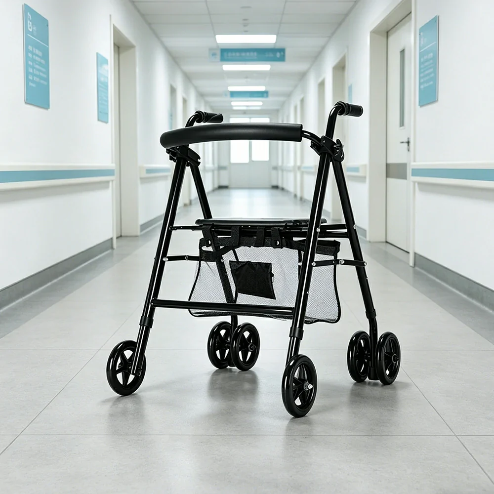 LIVARA Multifunctional Walker with Lightweight Aluminium Frame and Foldable Seat for Elderly Home and Outdoor Support - Image 6