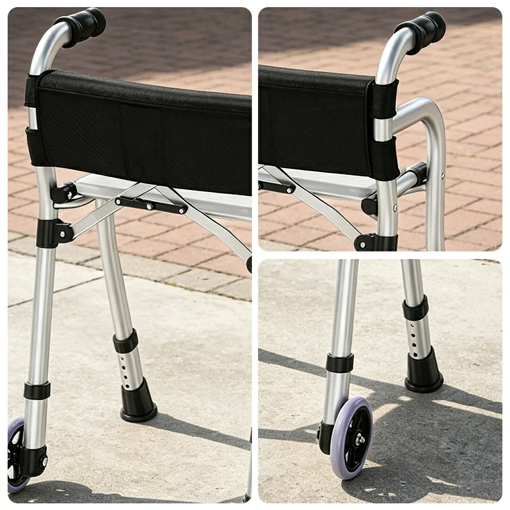 LIVARA Lightweight Wheeled Walker with Aviation Aluminium Frame and Quick Fold for Elderly Home and Outdoor Support - Image 3