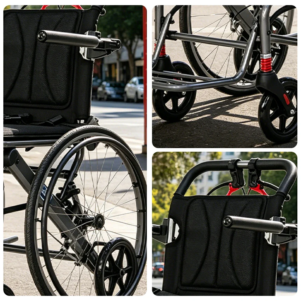 LIVARA Lightweight Foldable Walker with Pull-Handle Design and Aluminium Frame for Daily Mobility and Travel Support - Grey - Image 3