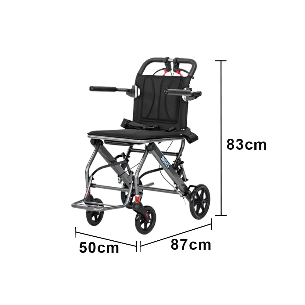 LIVARA Lightweight Foldable Walker with Pull-Handle Design and Aluminium Frame for Daily Mobility and Travel Support - Grey - Image 6