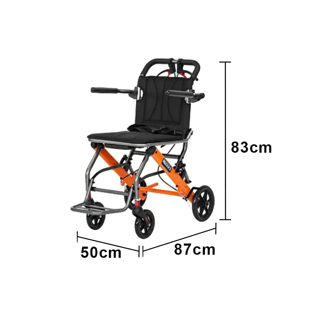 LIVARA Lightweight Foldable Walker with Pull-Handle Design and Aluminium Frame for Daily Mobility and Travel Support - Orange - Image 6