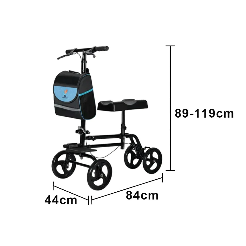 LIVARA Knee Walker with Rehabilitation Support and Foldable Portable Design for Home and Outdoor Mobility - Black - Image 6