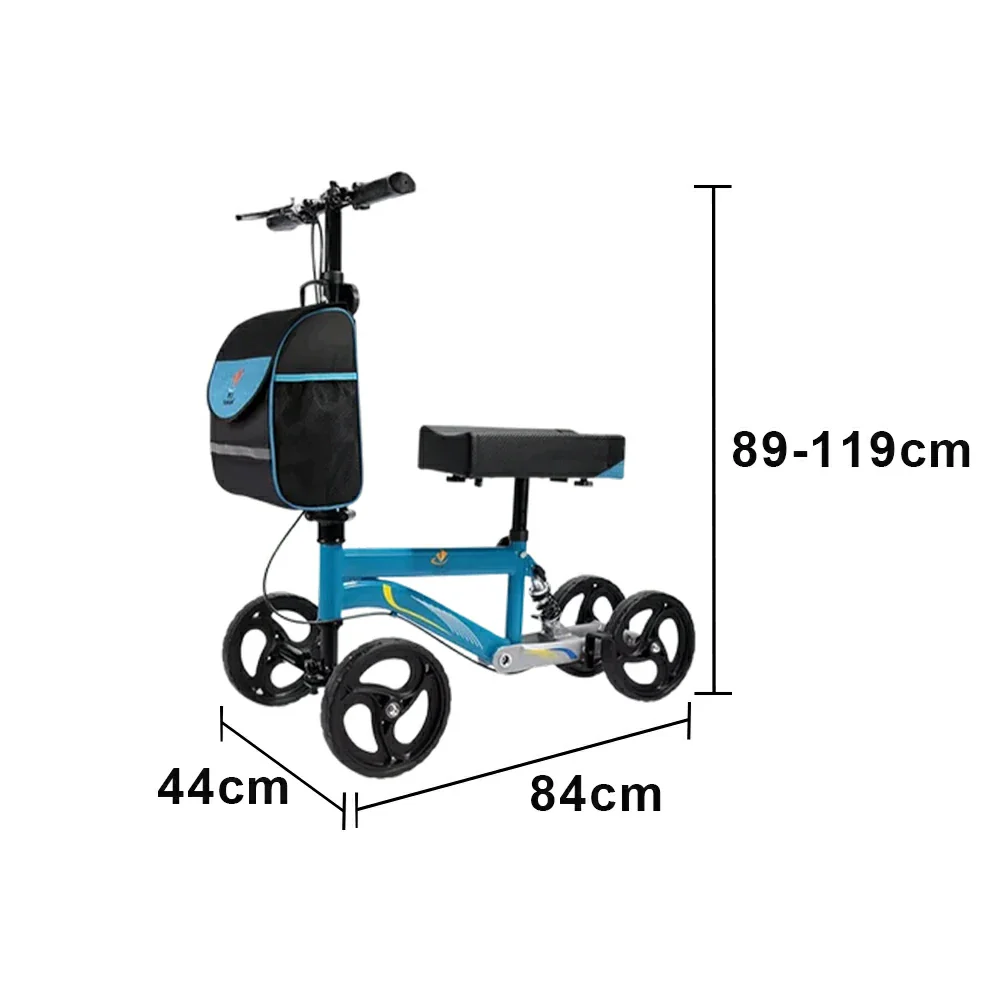 LIVARA Knee Walker with Rehabilitation Support and Foldable Portable Design for Home and Outdoor Mobility - Blue - Image 6