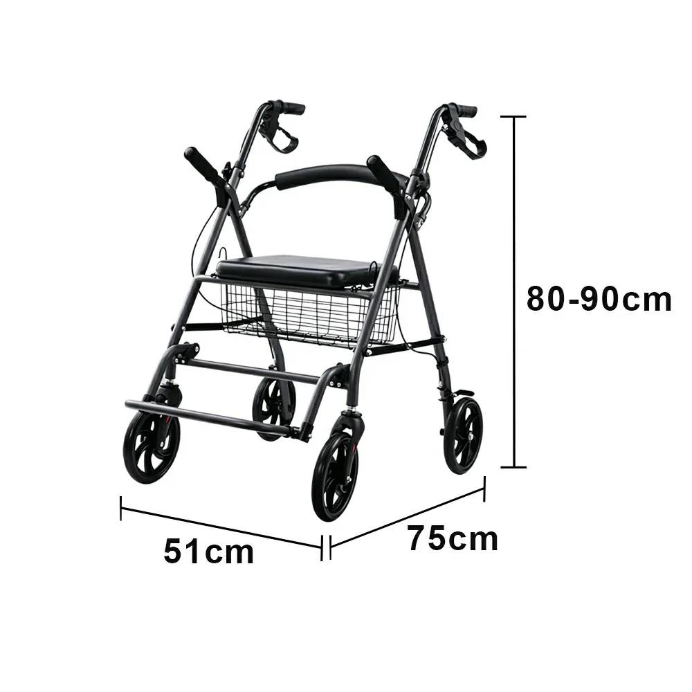 LIVARA Multifunctional Walker with Dual Hand Brakes, Shopping Basket and Foldable Design for Home Care and Daily Mobility - Image 6