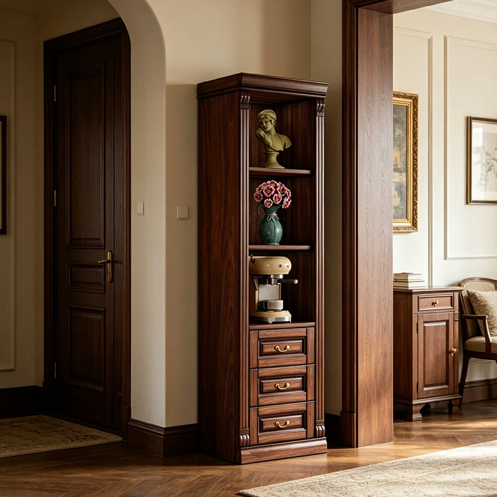 LIVARA Bookshelf Cabinet - Solid Wood 3-Drawer Storage Bookcase 210cm Study Living Room Display - Walnut - Image 2