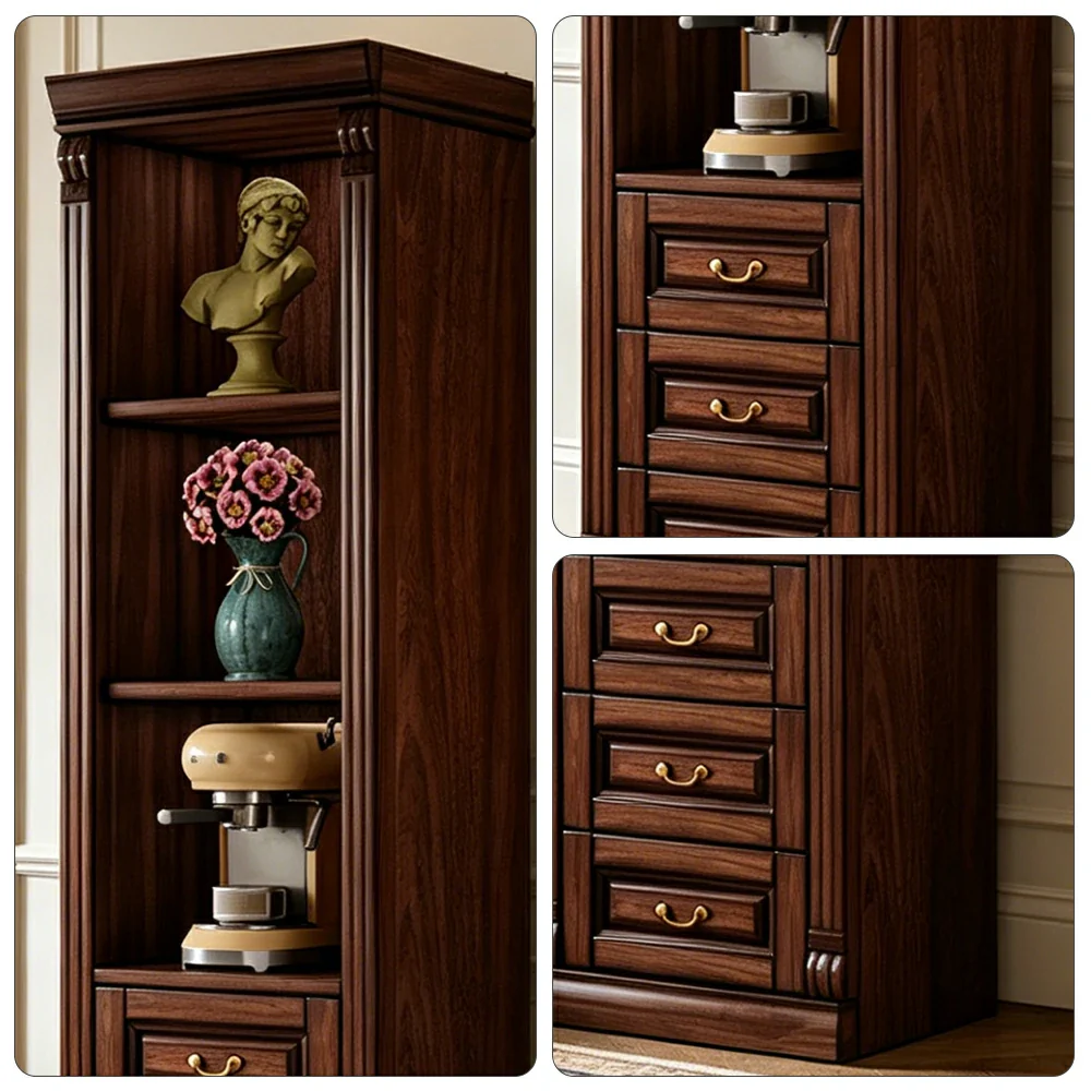 LIVARA Bookshelf Cabinet - Solid Wood 3-Drawer Storage Bookcase 210cm Study Living Room Display - Walnut - Image 3