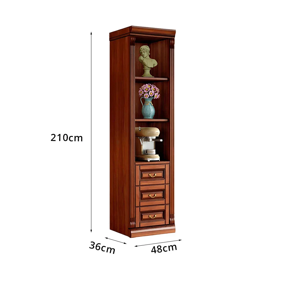 LIVARA Bookshelf Cabinet - Solid Wood 3-Drawer Storage Bookcase 210cm Study Living Room Display - Brown - Image 6