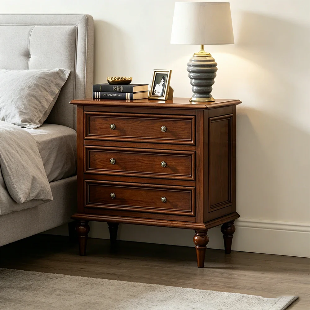 LIVARA Solid Wood 3 Drawer Chest with Large Storage American Style Cabinet for Living Room Bedroom Entryway - Image 5