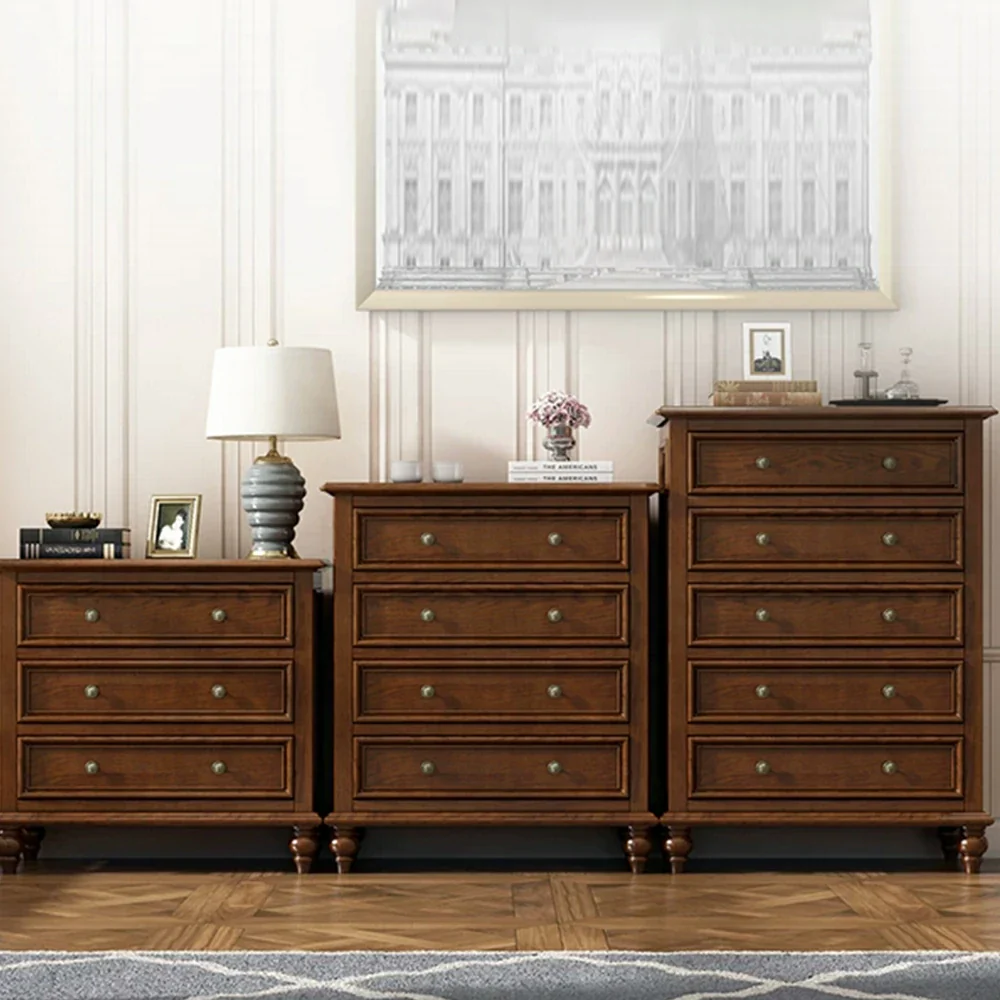 LIVARA Solid Wood 4 Drawer Chest with Large Storage American Style Cabinet for Living Room Bedroom Entryway - Image 5