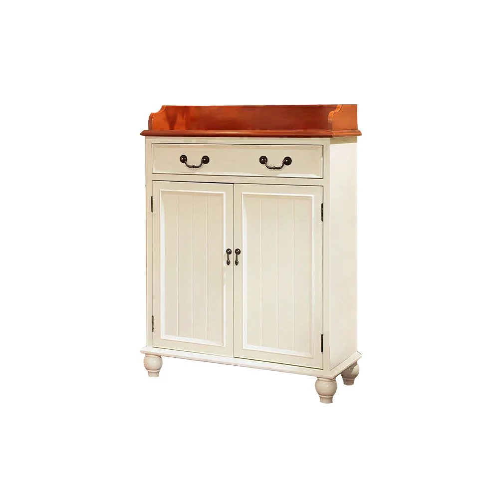 LIVARA Vintage Solid Wood Sideboard Cabinet Hand-Painted Storage Organizer for Entryway Dining Room - White