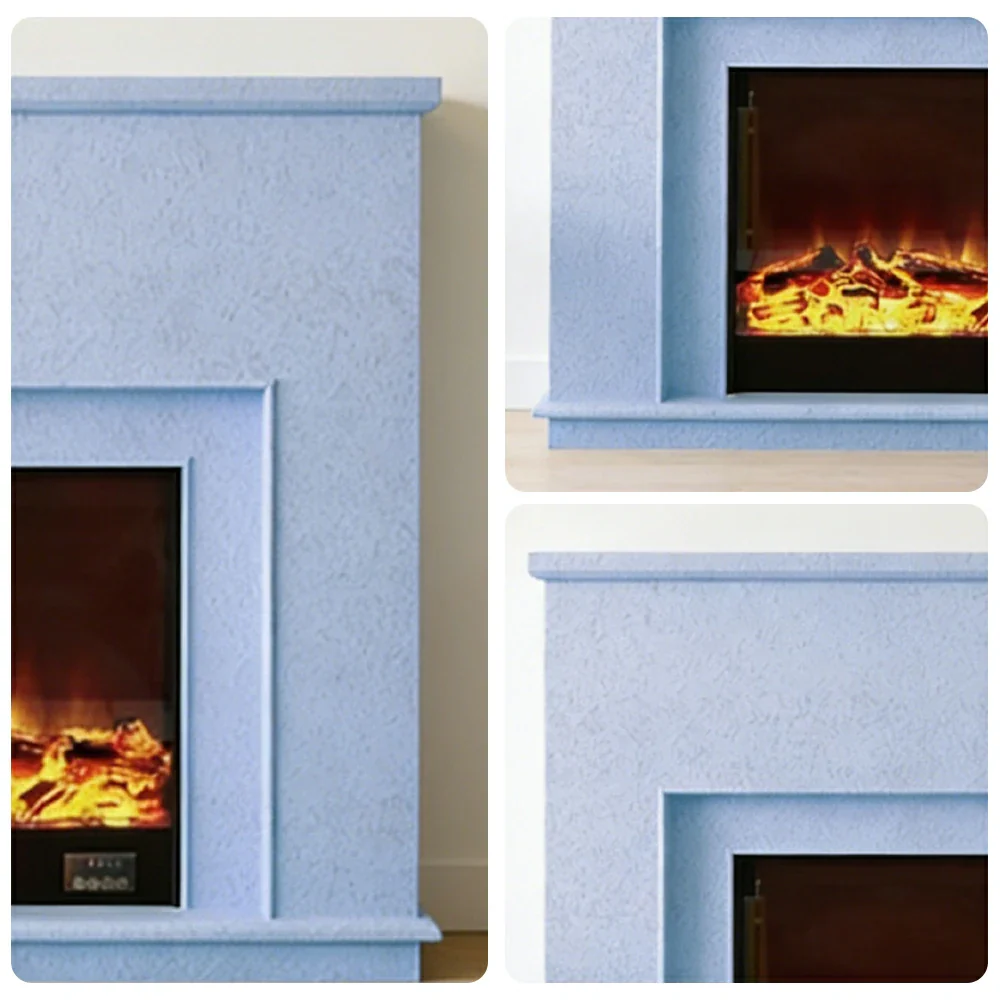 LIVARA Vintage Fireplace Mantel Surround Decorative Mantel Shelf Solid Spruce Wood HDF Panels Carved Design Living Room Feature - Blue - Image 3