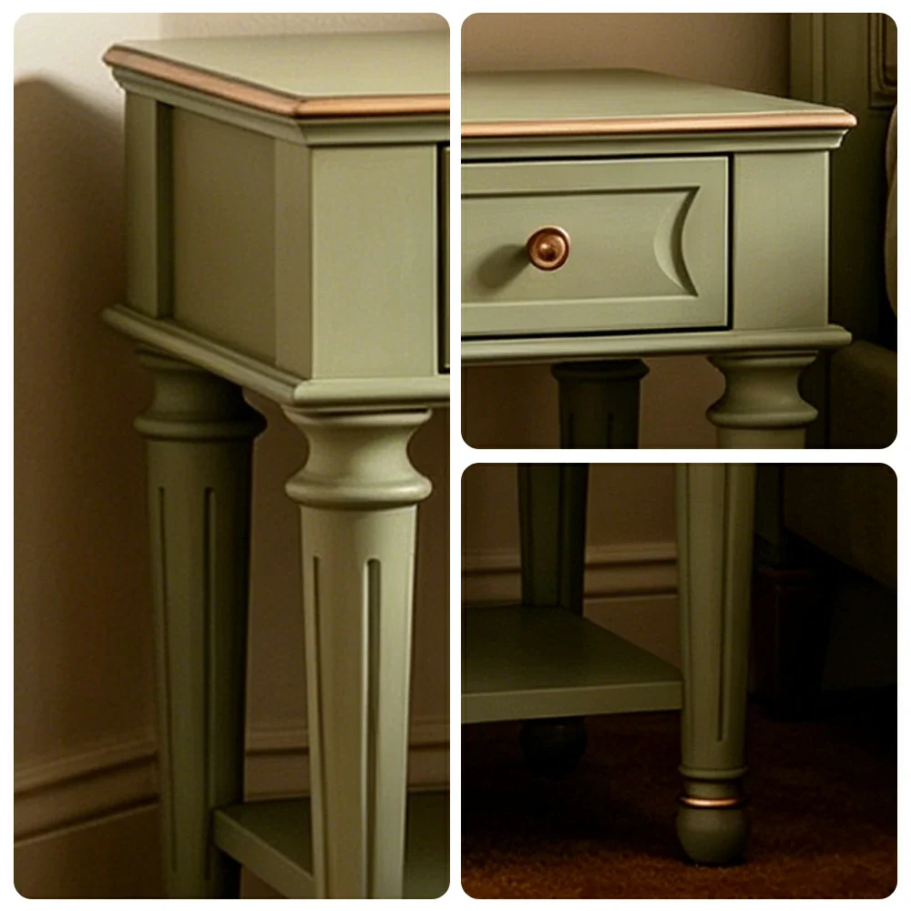LIVARA Solid Wood Bedside Table Compact Storage Nightstand for Bedroom Apartment - Green - Image 3
