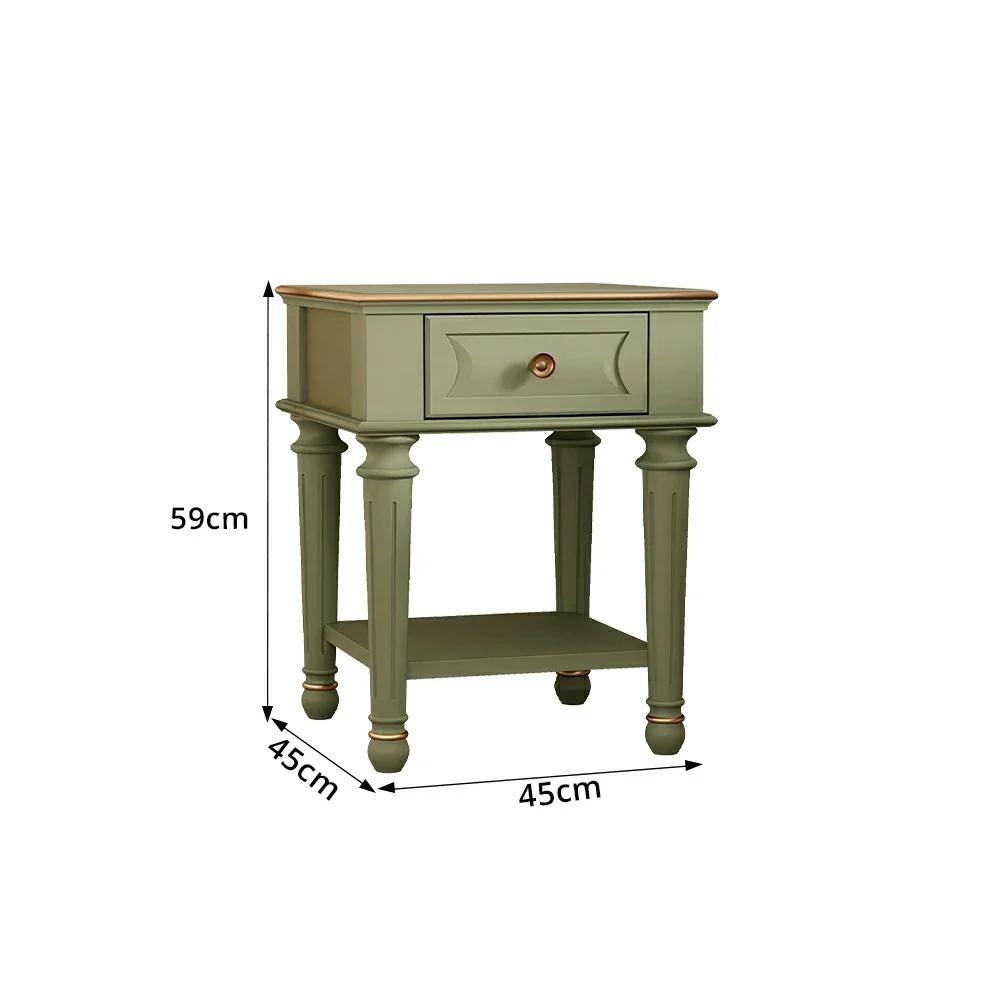 LIVARA Solid Wood Bedside Table Compact Storage Nightstand for Bedroom Apartment - Green - Image 8