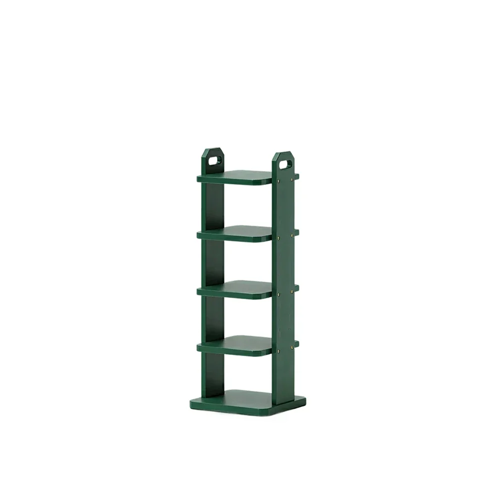 LIVARA 5 Tier Solid Wood Shoe Rack Space Saving Narrow Storage Shelf for Entryway Small Spaces - Green