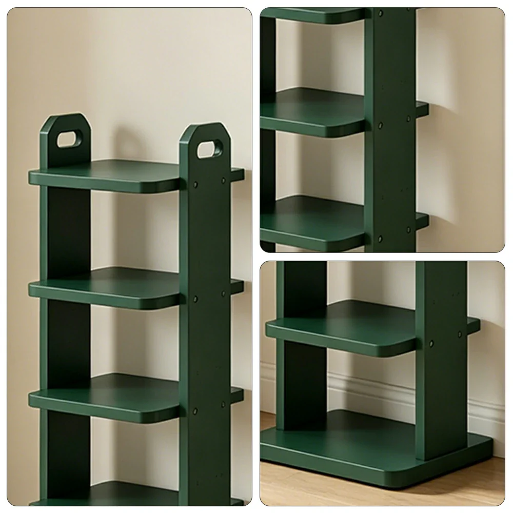 LIVARA 5 Tier Solid Wood Shoe Rack Space Saving Narrow Storage Shelf for Entryway Small Spaces - Green - Image 3