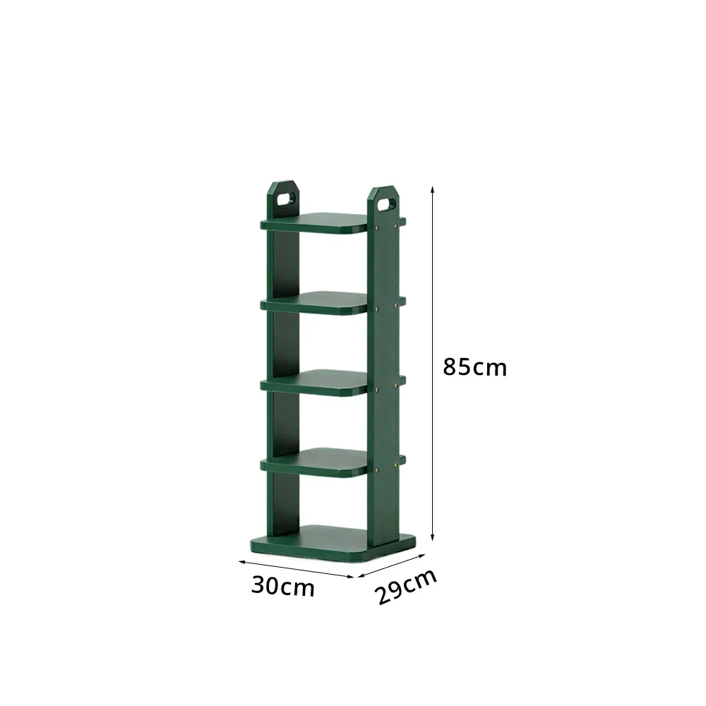 LIVARA 5 Tier Solid Wood Shoe Rack Space Saving Narrow Storage Shelf for Entryway Small Spaces - Green - Image 6