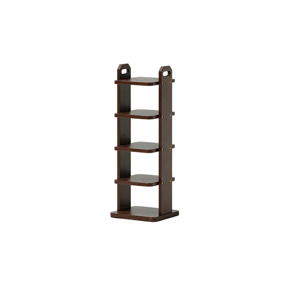 LIVARA 5 Tier Solid Wood Shoe Rack Space Saving Narrow Storage Shelf for Entryway Small Spaces - Walnut