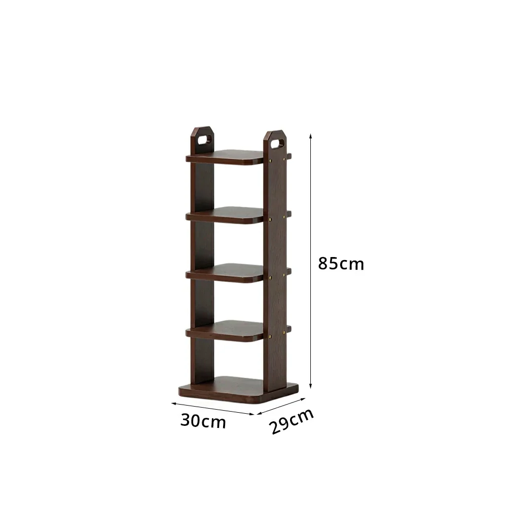 LIVARA 5 Tier Solid Wood Shoe Rack Space Saving Narrow Storage Shelf for Entryway Small Spaces - Walnut - Image 6