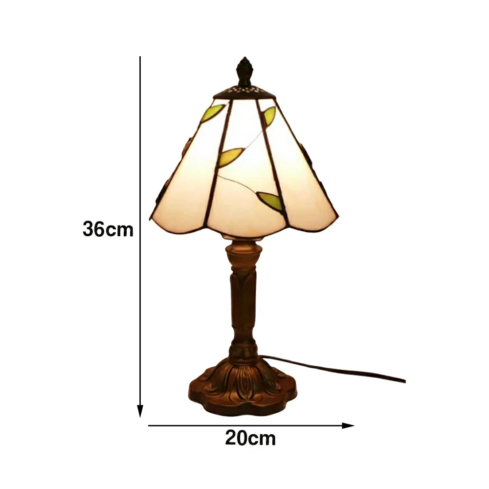 LIVARA Beige Leaf Stained Glass Table Lamp Handmade Tiffany Style E27 Bedside Light Vintage Decor for Living Room Bedroom Study - Image 6