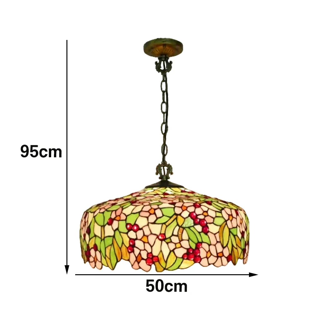 LIVARA Peach Blossom Pattern Pendant Light European Vintage Hanging Lamp Adjustable Chain Ceiling Light for Dining Room Living Room - Image 6