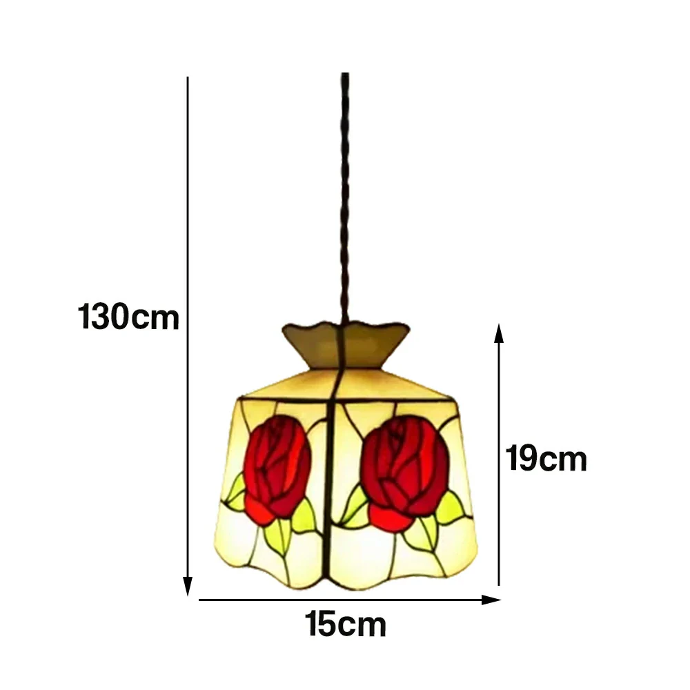 LIVARA Four-Sided Rose Pattern Pendant Light Minimalist Hanging Lamp Floral Shade E27 Ceiling Light for Bedroom Bedside Dining Area - Image 6