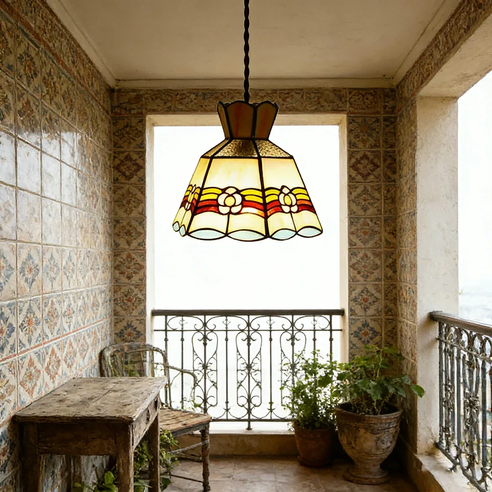 LIVARA Rainbow Floral Pattern Pendant Light Minimalist Hanging Lamp Floral Shade E27 Ceiling Light for Bedroom Bedside Dining Area - Image 2