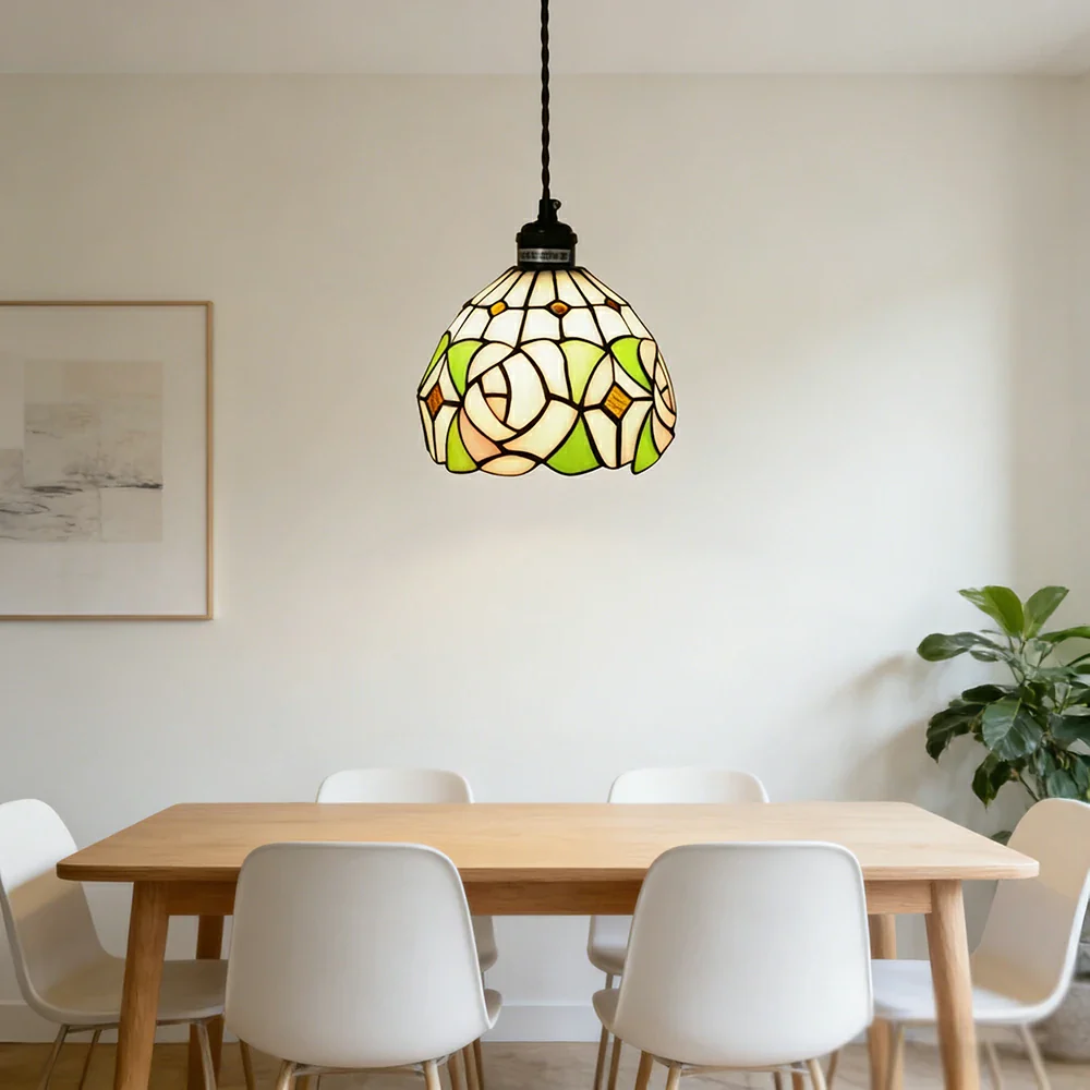 LIVARA Pink Rose Pattern Pendant Light Minimalist Hanging Lamp Floral Shade E27 Ceiling Light for Bedroom Bedside Dining Area - Image 4