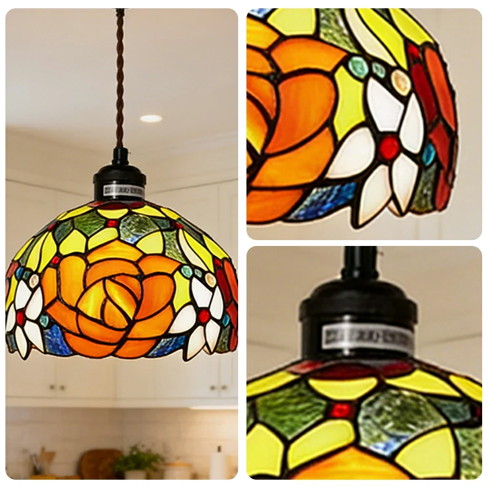 LIVARA Two-Tone Rose Pattern Pendant Light Minimalist Hanging Lamp Floral Shade E27 Ceiling Light for Bedroom Bedside Dining Area - Image 3