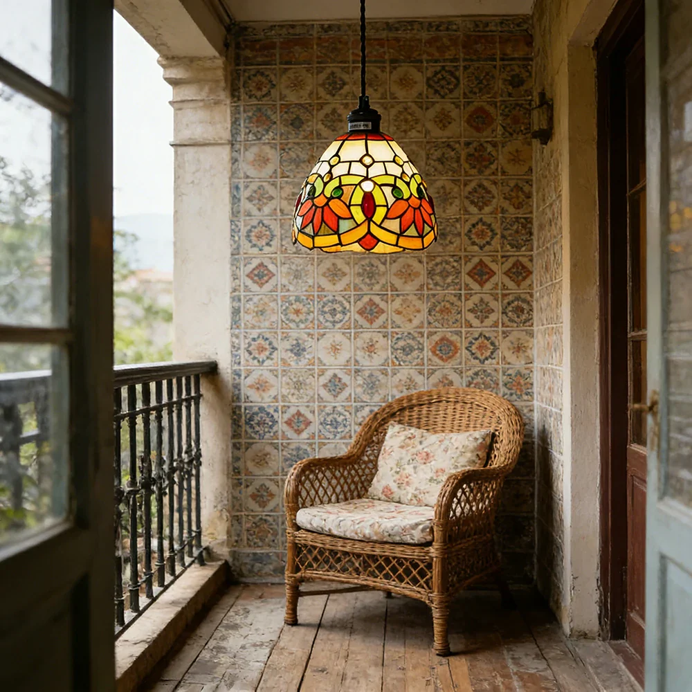 LIVARA Yellow Floral Pattern Pendant Light Minimalist Hanging Lamp Floral Shade E27 Ceiling Light for Bedroom Bedside Dining Area - Image 4