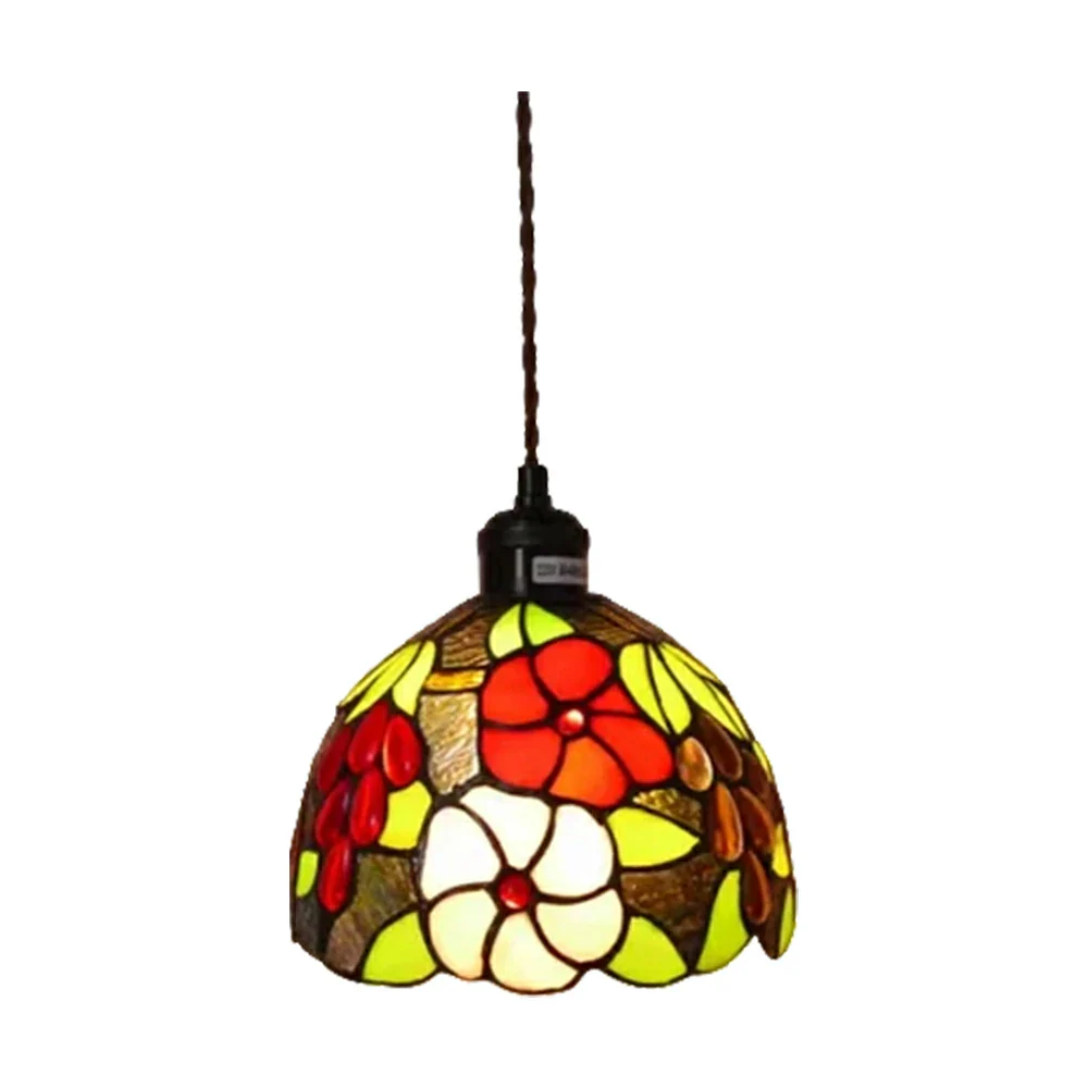 LIVARA Grape & Rose Pattern Pendant Light Minimalist Hanging Lamp Floral Shade E27 Ceiling Light for Bedroom Bedside Dining Area