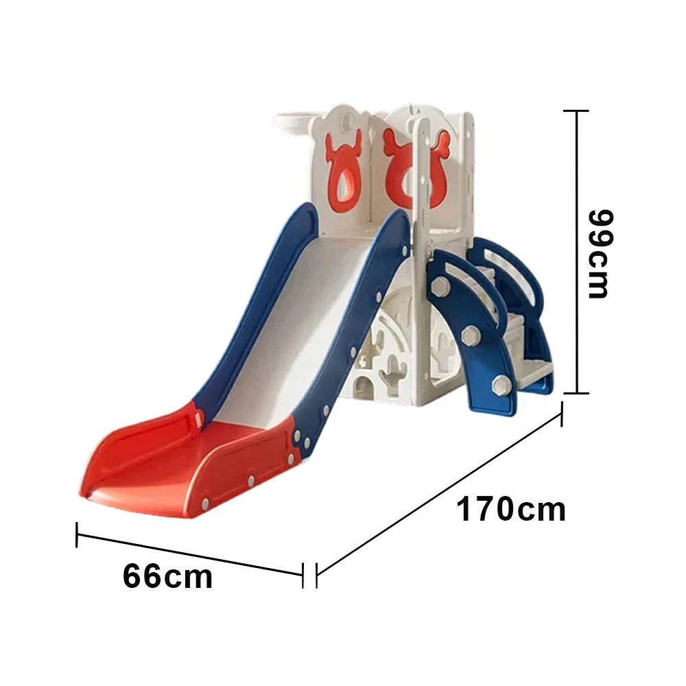 LIVARA Kids Slide Foldable Design Anti-Slip Steps Stable Structure Three-Section Long Slide for Indoor & Outdoor Play - Red&Blue - Image 5