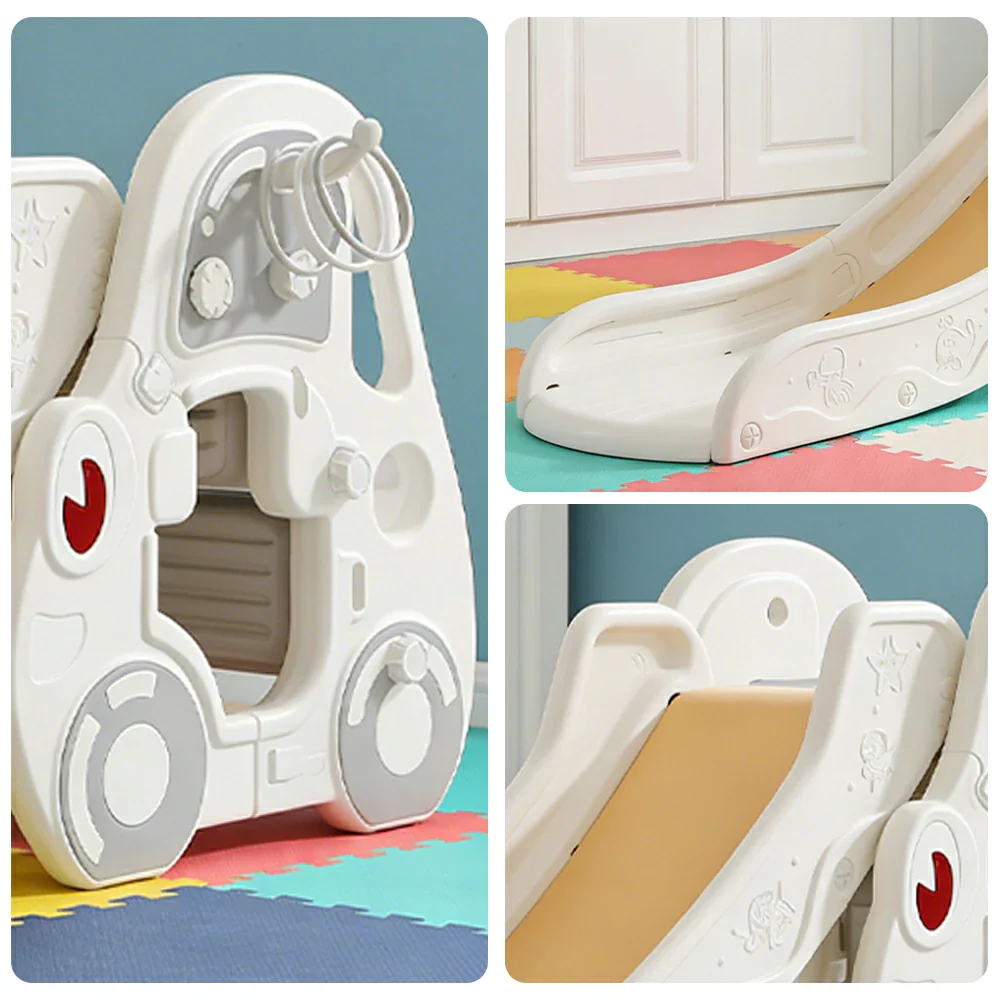 LIVARA Kids Slide Wider Sliding Surface Triangular Support Structure Foldable Design Interactive Play - Khaki - Image 3