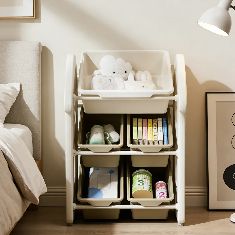 LIVARA Storage Organiser Multi-Tier Design Strong Load-Bearing Structure Anti-Drop Stable Freestanding Storage - Khaki - Image 2