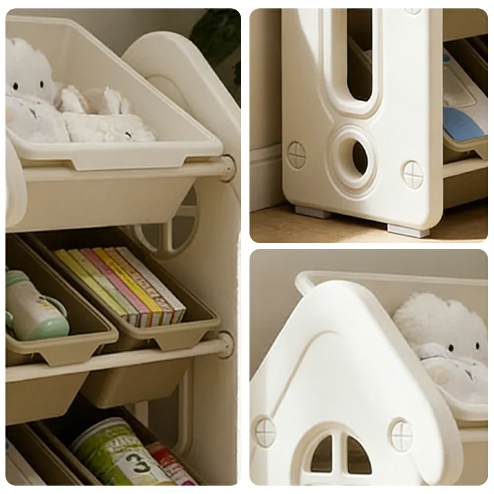 LIVARA Storage Organiser Multi-Tier Design Strong Load-Bearing Structure Anti-Drop Stable Freestanding Storage - Khaki - Image 3