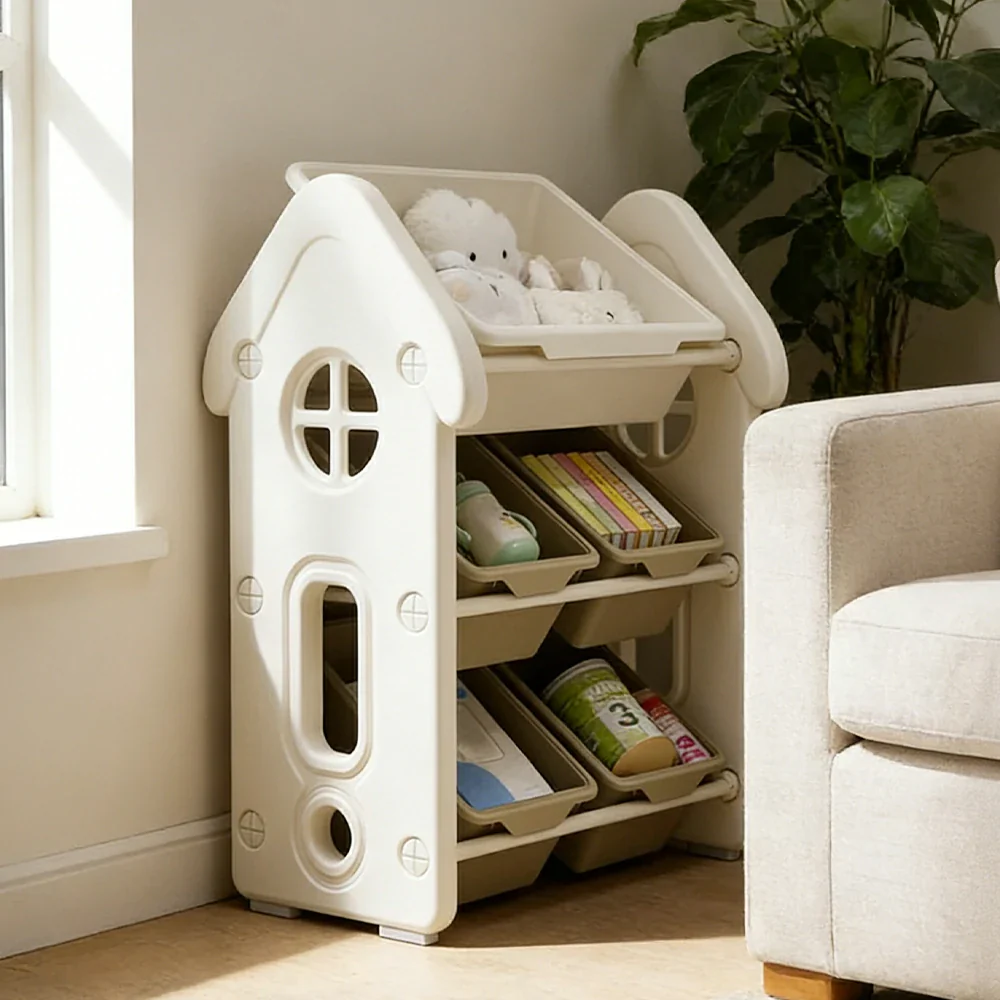 LIVARA Storage Organiser Multi-Tier Design Strong Load-Bearing Structure Anti-Drop Stable Freestanding Storage - Khaki - Image 4