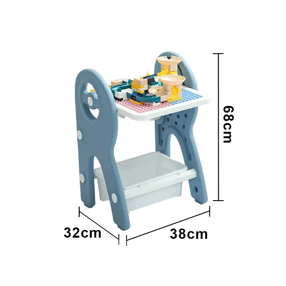 LIVARA Dual-purpose Art Table, Building Blocks Play, Ergonomic Design, Smooth Rounded Surface, Convenient Storage Drawer - Blue - Image 5
