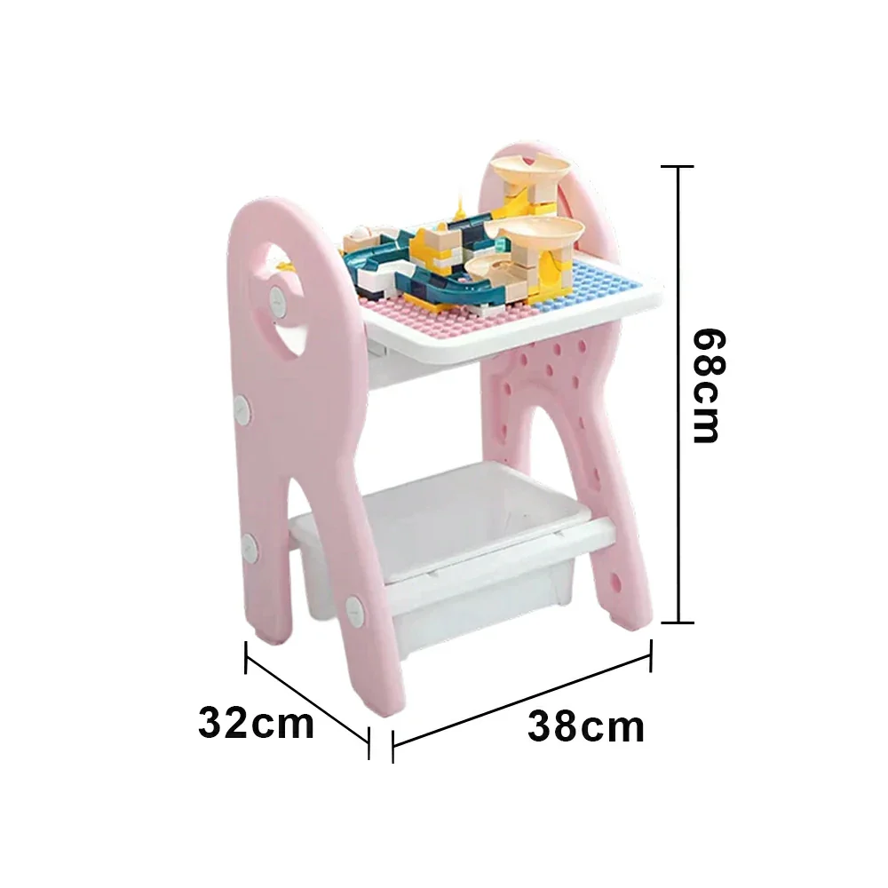 LIVARA Dual-purpose Art Table, Building Blocks Play, Ergonomic Design, Smooth Rounded Surface, Convenient Storage Drawer - Pink - Image 5
