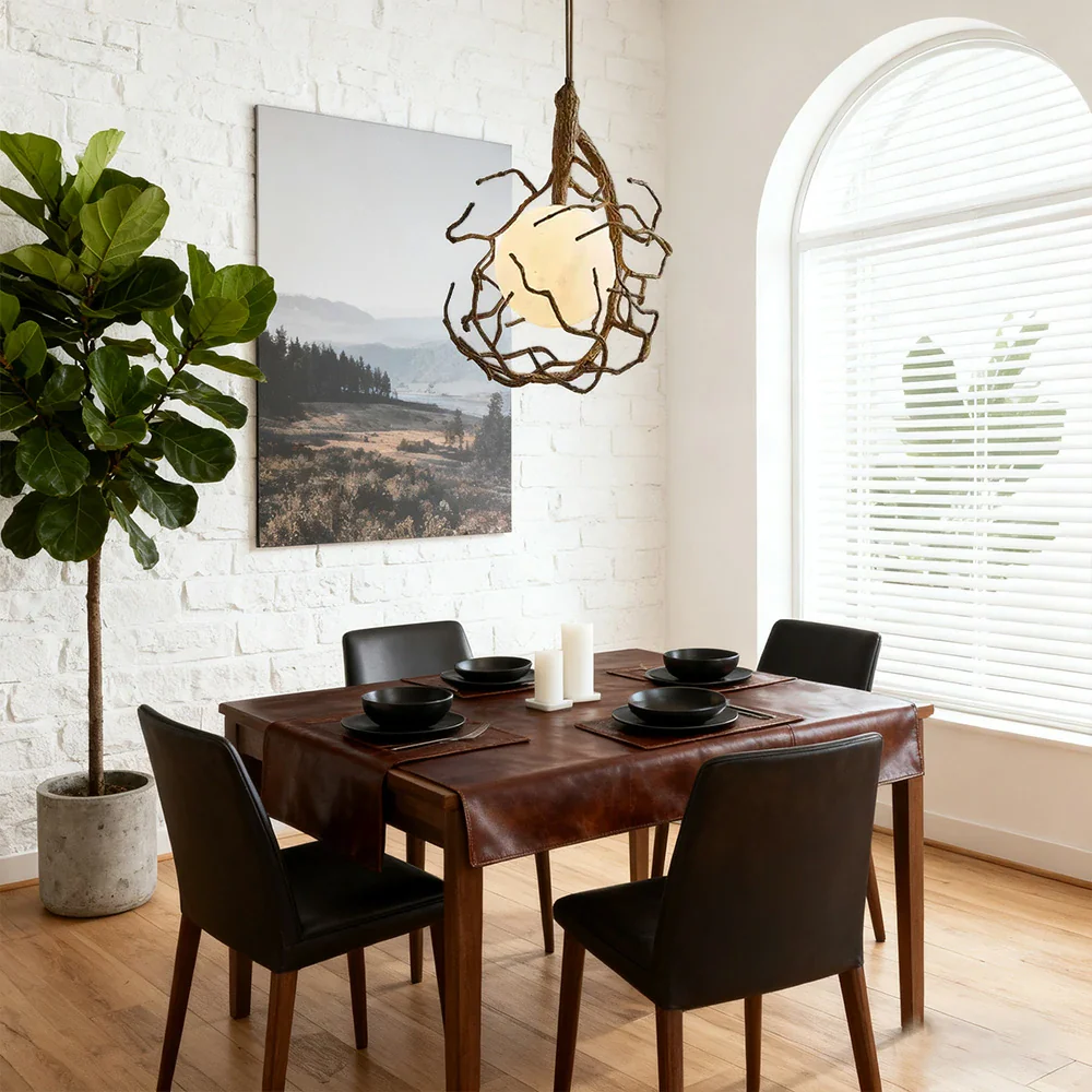 LIVARA Branch Moon Pendant Light A with Warm Light, 3D Printed Moon Shade Resin Tree Design Ceiling Lamp - Image 4