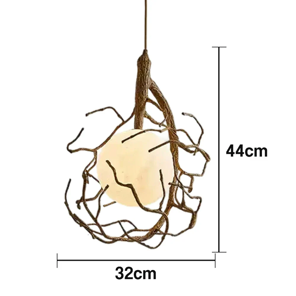 LIVARA Branch Moon Pendant Light A with Warm Light, 3D Printed Moon Shade Resin Tree Design Ceiling Lamp - Image 5