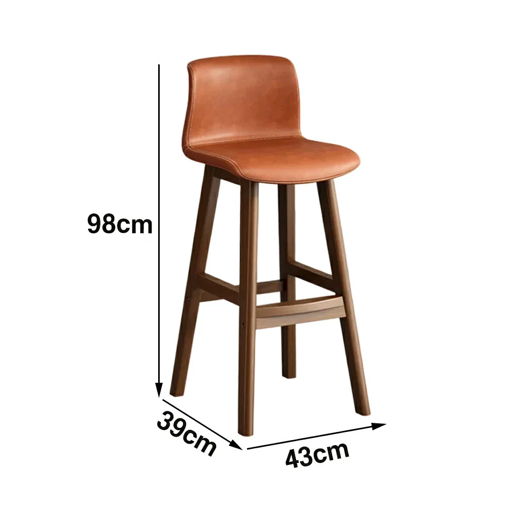 LIVARA Dining Chair Ergonomic Wide Seat Solid Wood Frame Faux Leather Upholstery High-Resilience Cushion - Orange - Image 6