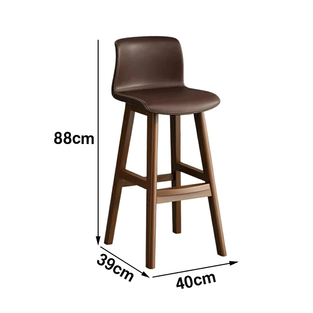 LIVARA Dining Chair Ergonomic Wide Seat Solid Wood Frame Faux Leather Upholstery High-Resilience Cushion - Coffee - Image 6