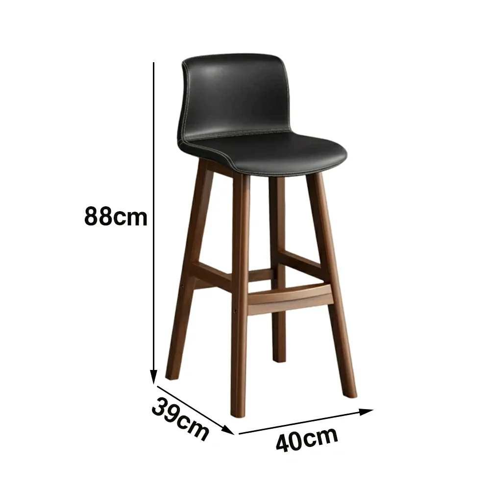 LIVARA Dining Chair Ergonomic Wide Seat Solid Wood Frame Faux Leather Upholstery High-Resilience Cushion - Black - Image 5